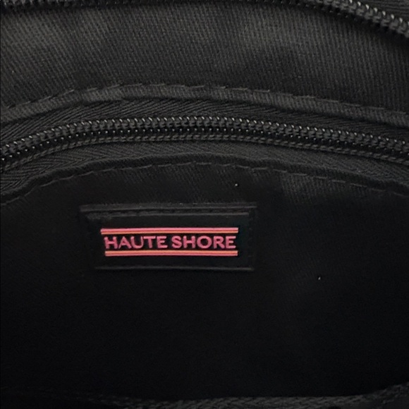 Haute Shore Jeri Ritz Neoprene Crossbody Bag Brown Black - Picture 10 of 16